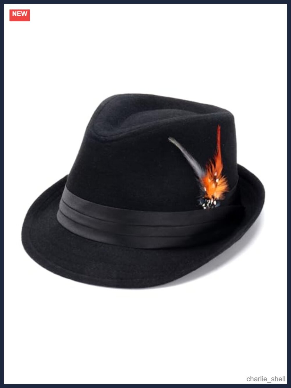 Manhattan Fedora Hat with Feather Band Short Brim Felt Unisex